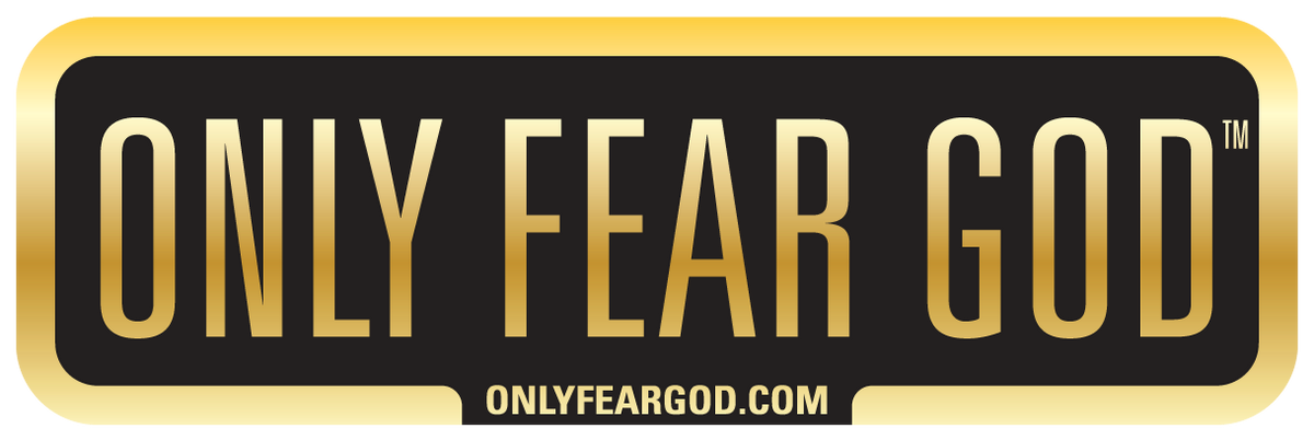 Only Fear God 5 x 1.75 inch bumper sticker with black background